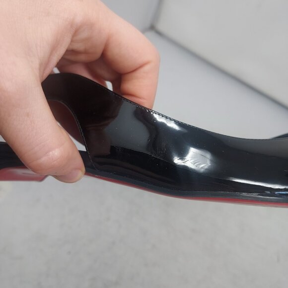 Christian Louboutin Hot Chickita Slingback Patent Flat Black Shoe - Picture 7 of 10